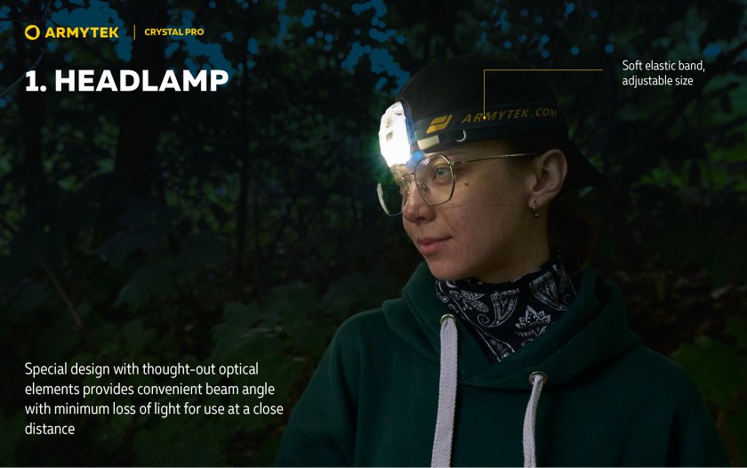 Multifunctionele zaklamp Armytek Crystal Pro - grijs