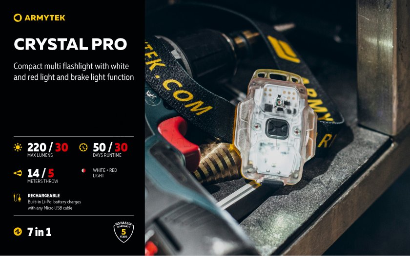 Multifunctionele zaklamp Armytek Crystal Pro - grijs