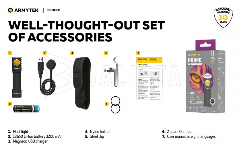 Zaklamp Armytek Prime C2 - warm licht