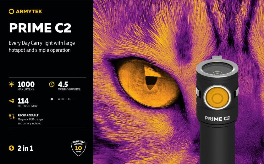Zaklamp Armytek Prime C2 - koud licht
