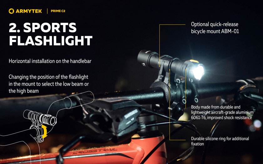 Zaklamp Armytek Prime C2 - warm licht