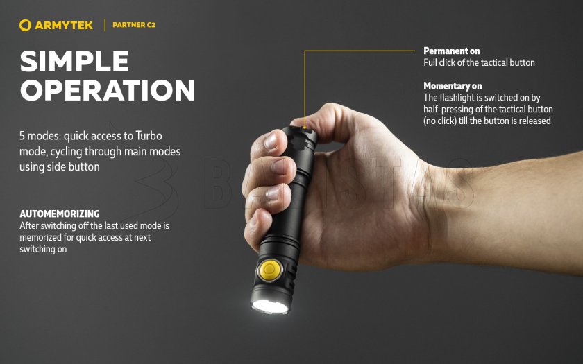 Tactische zaklamp Armytek Partner C2 Koud licht