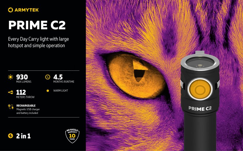 Zaklamp Armytek Prime C2 - warm licht