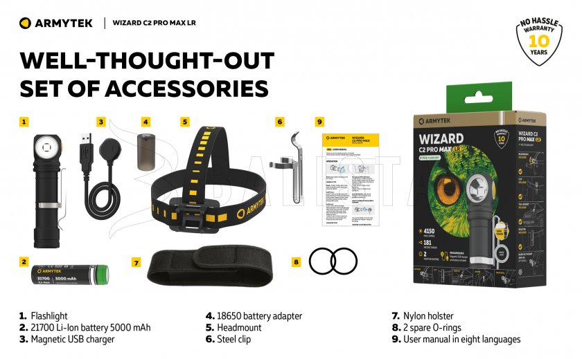 Zaklamp Armytek Wizard C2 Pro MAX LR koud licht