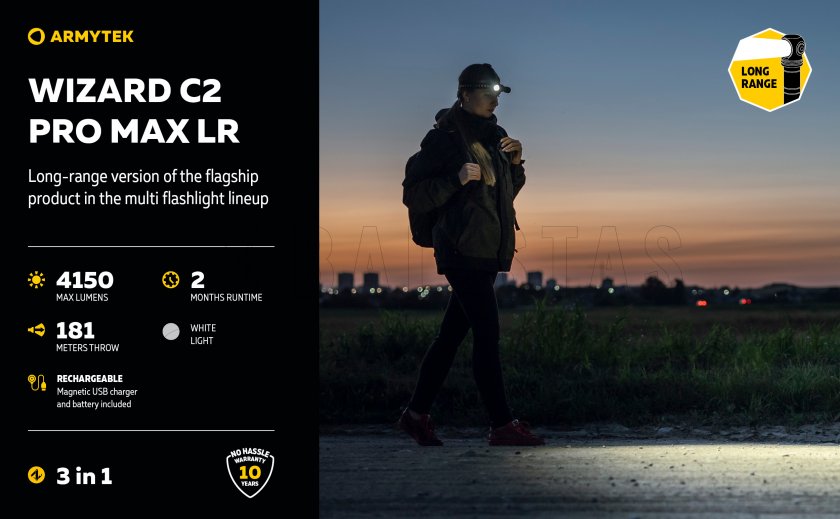 Zaklamp Armytek Wizard C2 Pro MAX LR koud licht