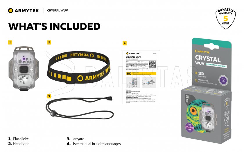 Multifunctionele zaklamp Armytek Crystal - grijs UV