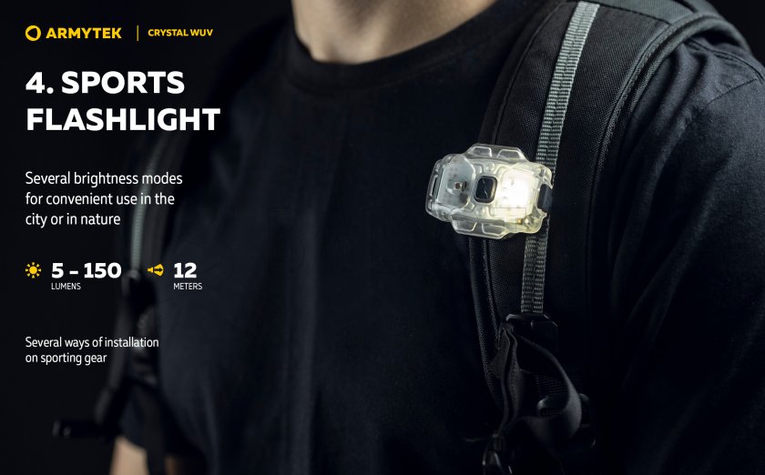 Multifunctionele zaklamp Armytek Crystal - grijs UV