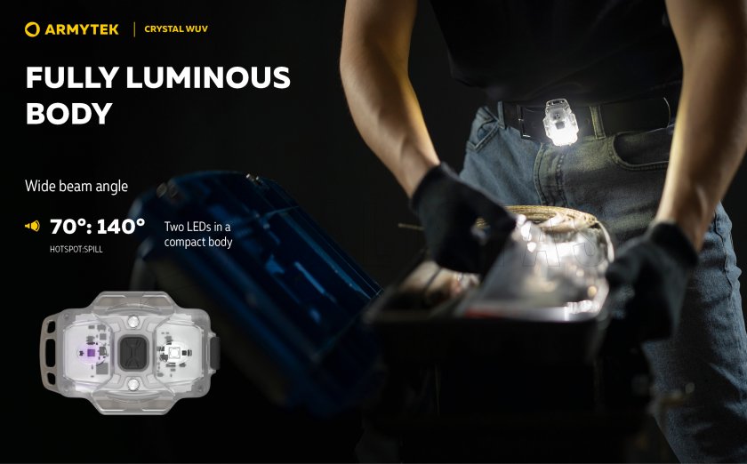 Multifunctionele zaklamp Armytek Crystal - grijs UV