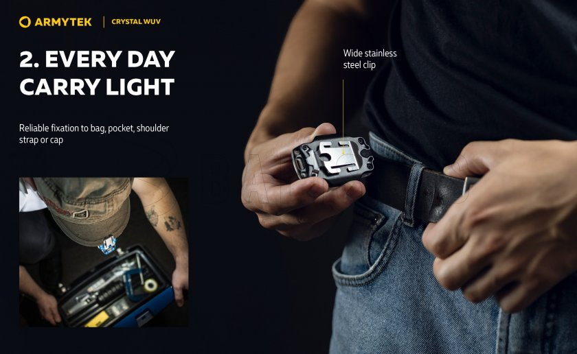 Multifunctionele zaklamp Armytek Crystal - grijs UV