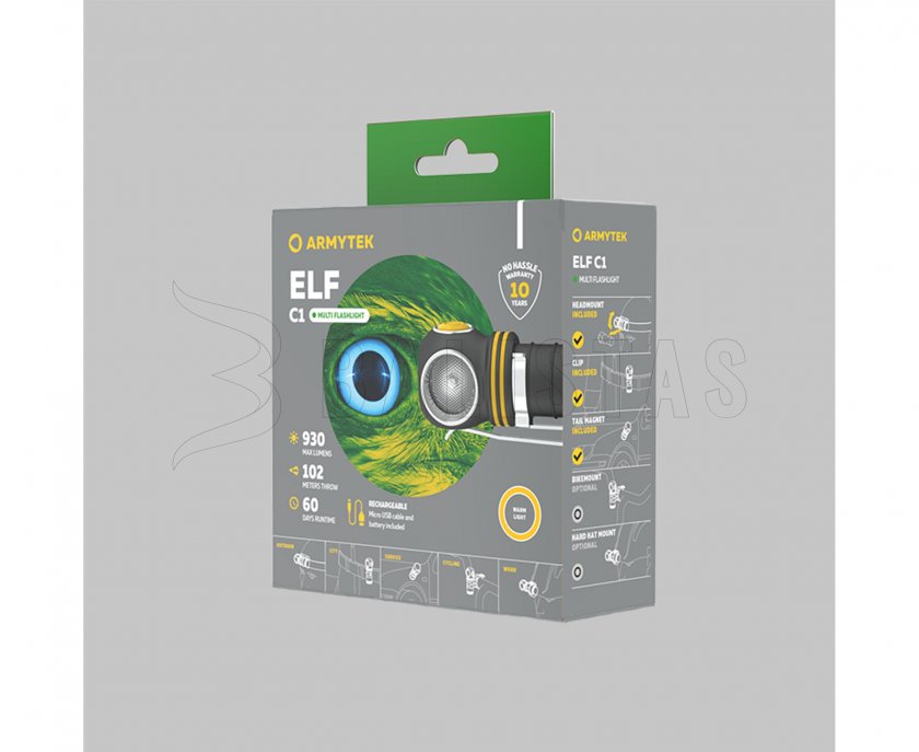 Multifunctionele zaklamp Armytek Elf C1 v2 warm licht