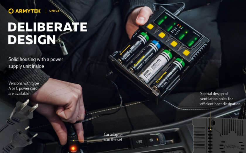 Lader Armytek UNI C4 plug type C