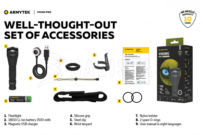 Zaklamp Armytek Viking PRO SET koud licht