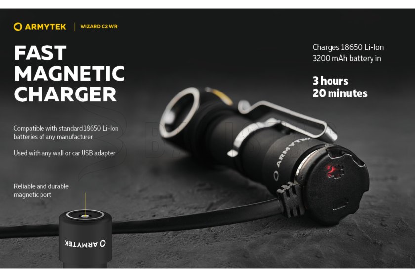 Multifunctionele zaklamp Armytek Wizard C2 WR USB wit/rood licht