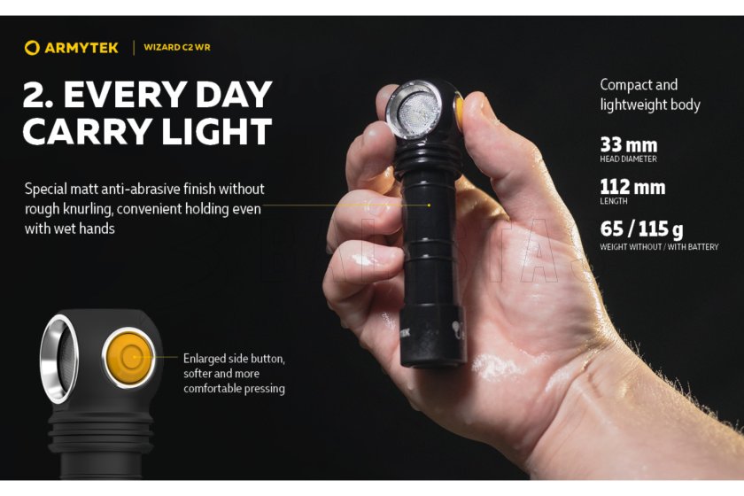 Multifunctionele zaklamp Armytek Wizard C2 WR USB wit/rood licht