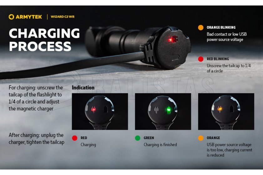 Multifunctionele zaklamp Armytek Wizard C2 WR USB wit/rood licht