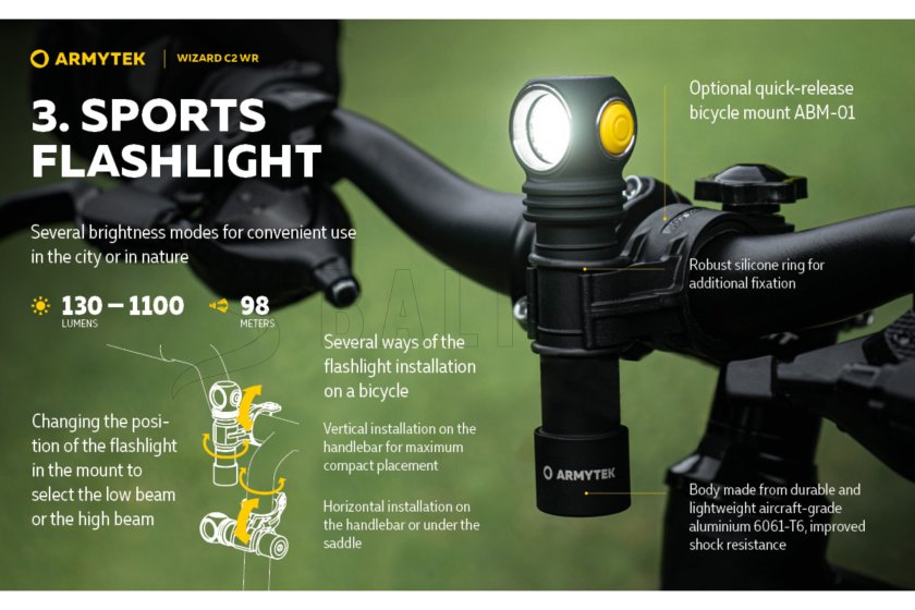 Multifunctionele zaklamp Armytek Wizard C2 WR USB wit/rood licht