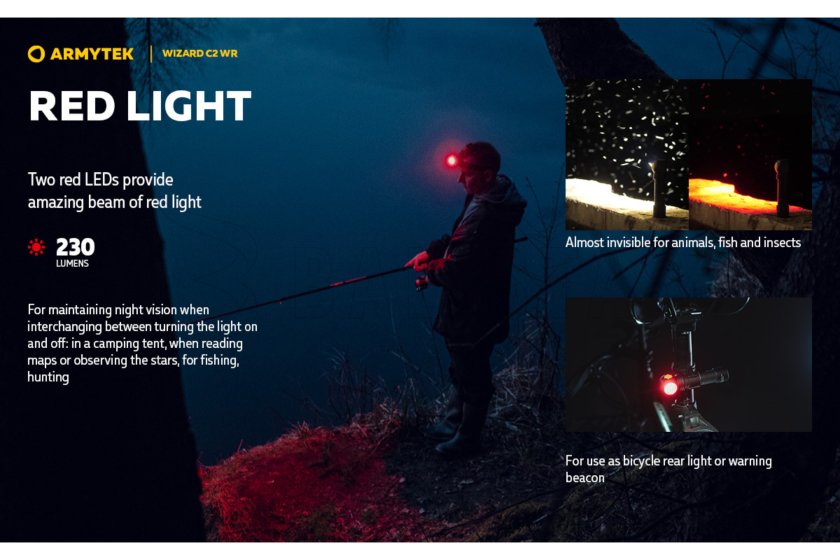 Multifunctionele zaklamp Armytek Wizard C2 WR USB wit/rood licht