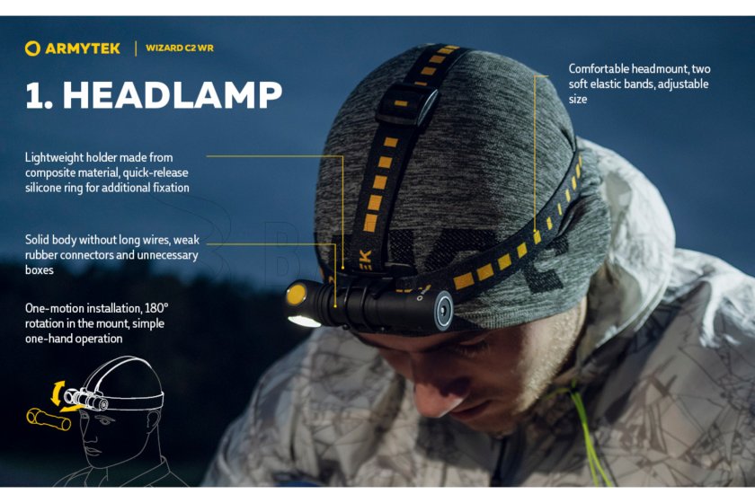 Multifunctionele zaklamp Armytek Wizard C2 WR USB wit/rood licht