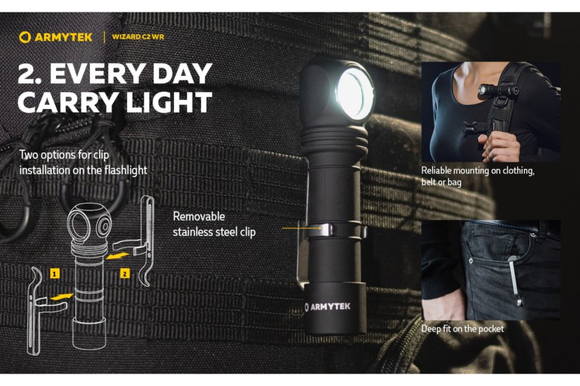 Multifunctionele zaklamp Armytek Wizard C2 WR USB wit/rood licht