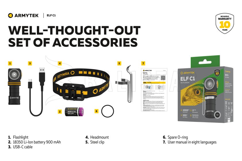 Multifunctionele zaklamp Armytek Elf C1 USB-C wit licht