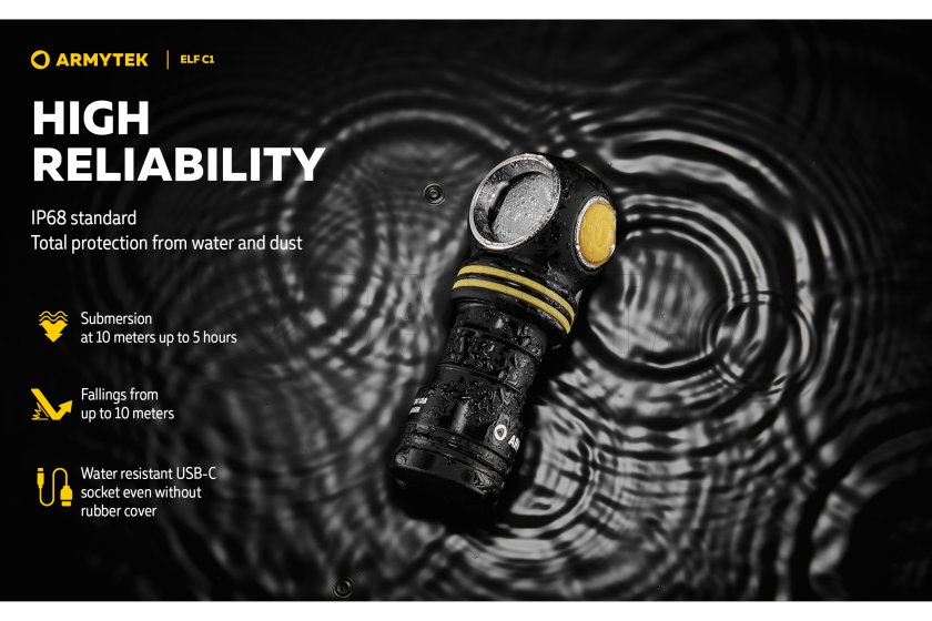 Multifunctionele zaklamp Armytek Elf C1 USB-C wit licht
