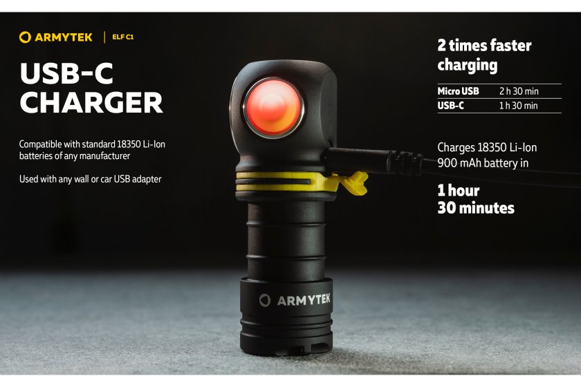 Multifunctionele zaklamp Armytek Elf C1 USB-C wit licht