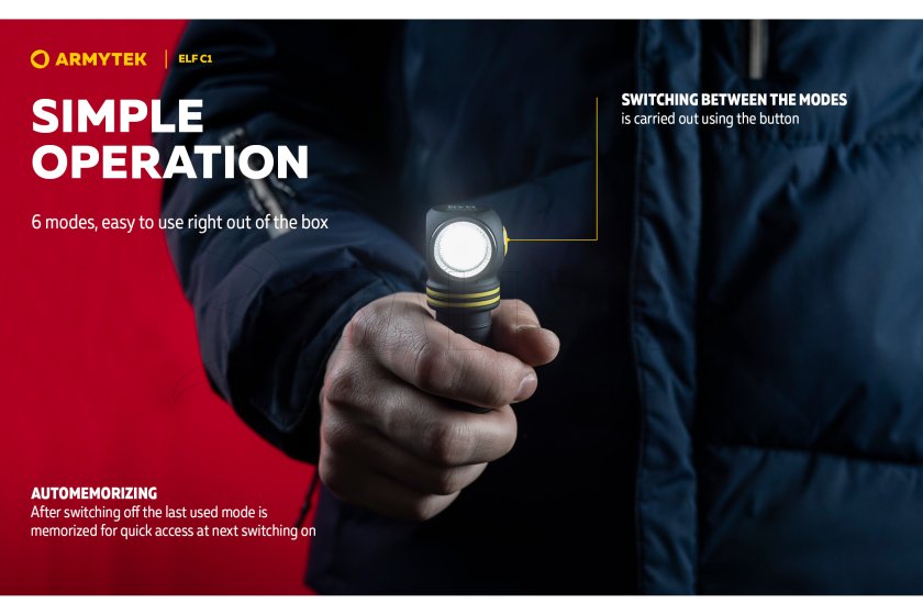 Multifunctionele zaklamp Armytek Elf C1 USB-C wit licht