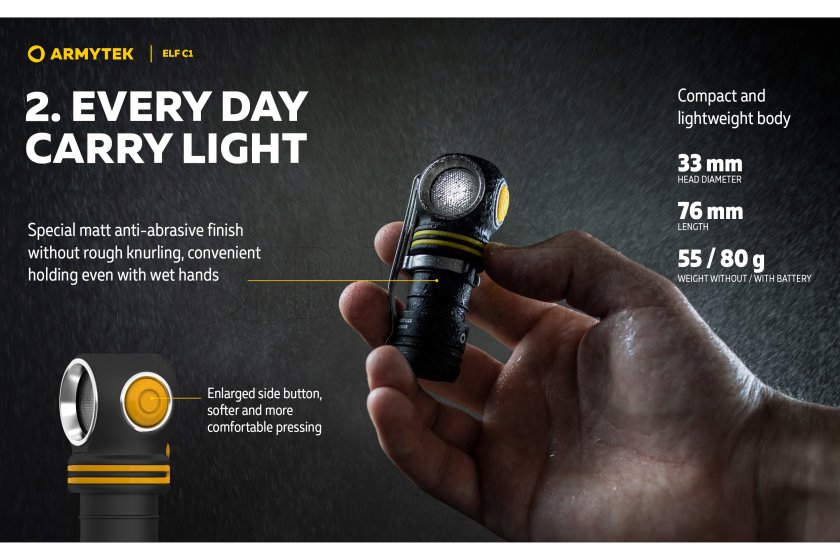 Multifunctionele zaklamp Armytek Elf C1 USB-C wit licht