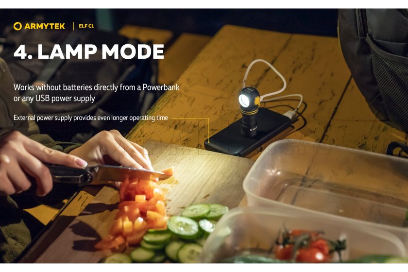 Multifunctionele zaklamp Armytek Elf C1 USB-C wit licht