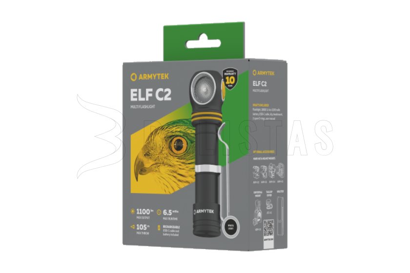 Multifunctionele zaklamp Armytek Elf C2 USB-C wit licht