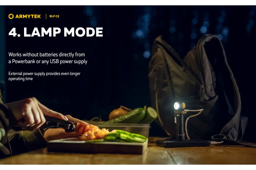 Multifunctionele zaklamp Armytek Elf C2 USB-C wit licht