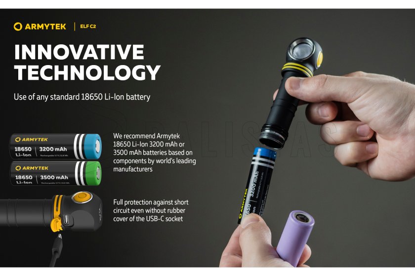 Multifunctionele zaklamp Armytek Elf C2 USB-C wit licht