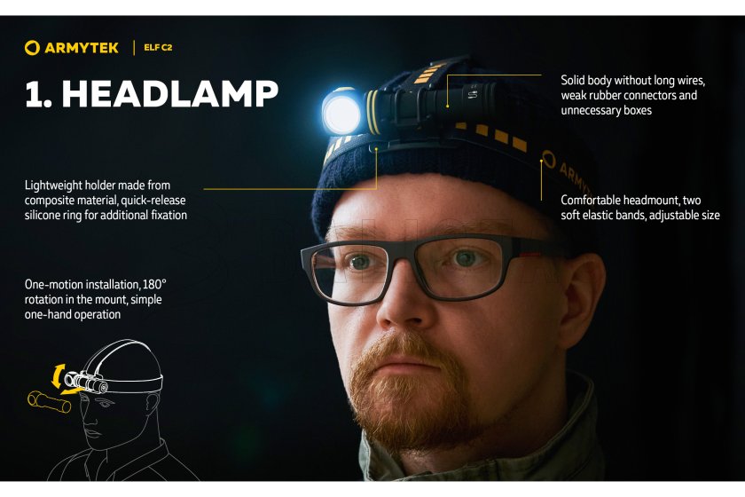 Multifunctionele zaklamp Armytek Elf C2 USB-C wit licht