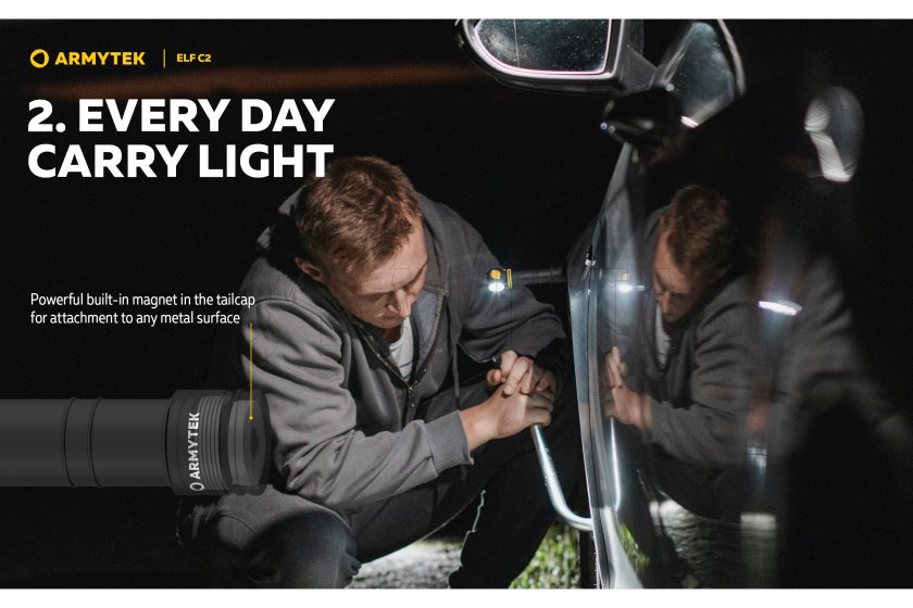 Multifunctionele zaklamp Armytek Elf C2 USB-C wit licht