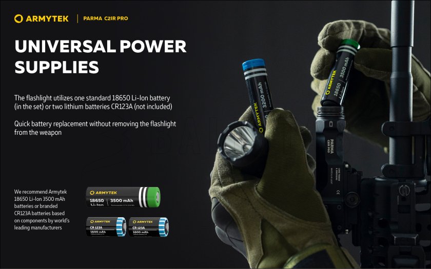 Tactische zaklamp Armytek Parma C2IR Pro Koud / Infrarood licht