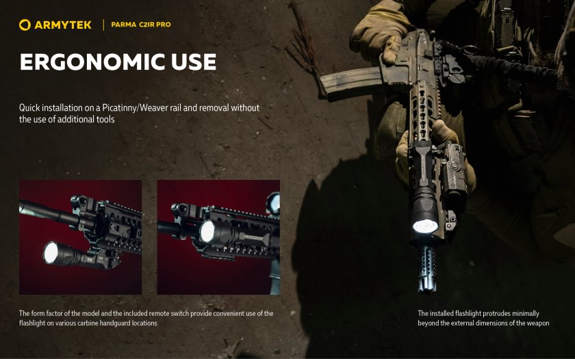 Tactische zaklamp Armytek Parma C2IR Pro Koud / Infrarood licht