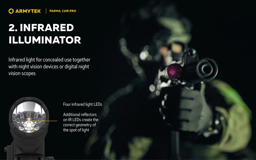 Tactische zaklamp Armytek Parma C2IR Pro Koud / Infrarood licht