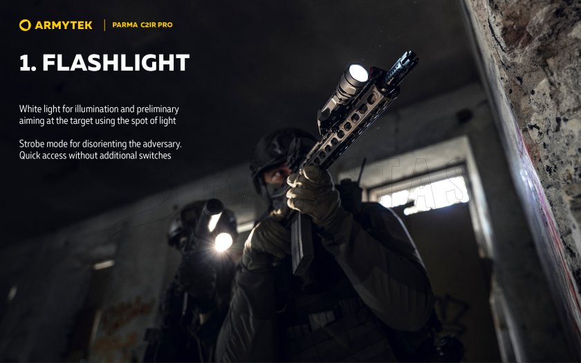 Tactische zaklamp Armytek Parma C2IR Pro Koud / Infrarood licht