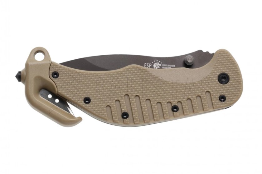 Reddingsmes ESP met glad lemmet - khaki
