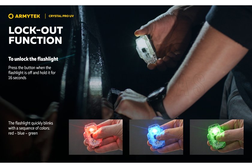 Multifunctionele zaklamp Armytek Crystal Pro UV - groen