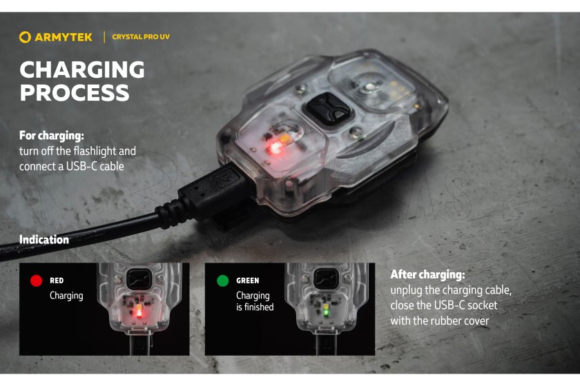Multifunctionele zaklamp Armytek Crystal Pro UV - groen