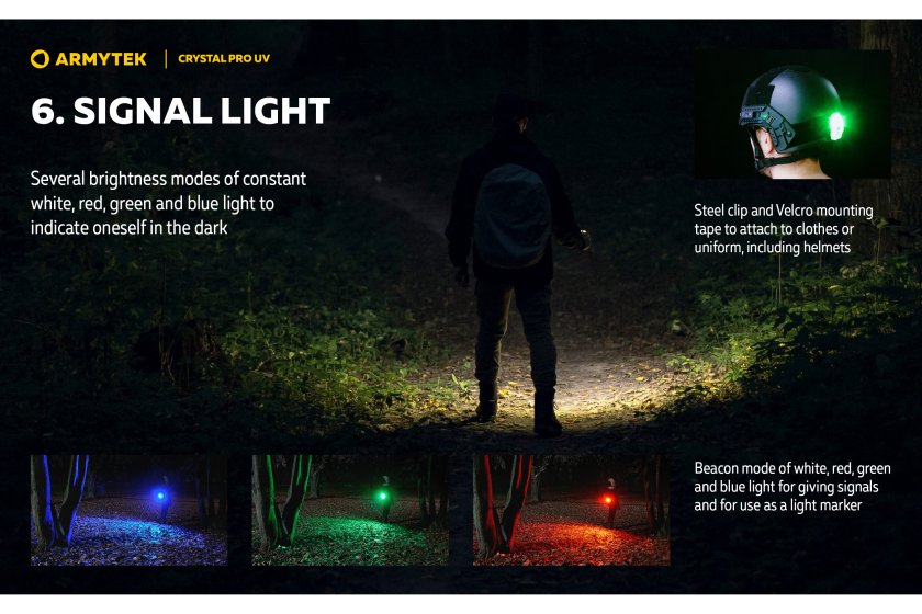 Multifunctionele zaklamp Armytek Crystal Pro UV - groen