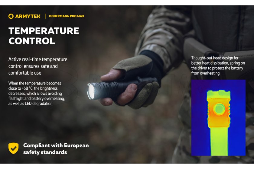 Zaklamp Armytek Dobermann PRO MAX wit licht