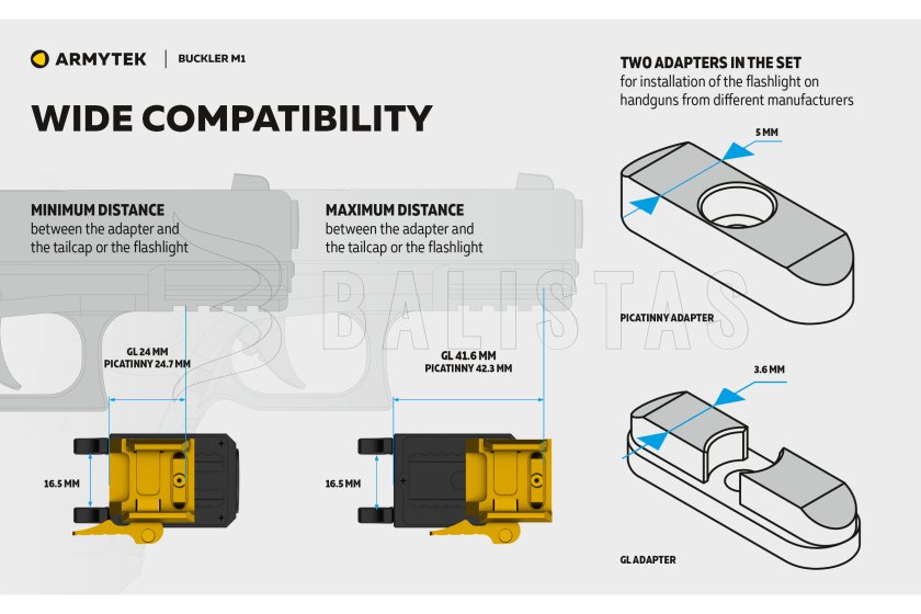 Tactische zaklamp Armytek Buckler M1 koud licht