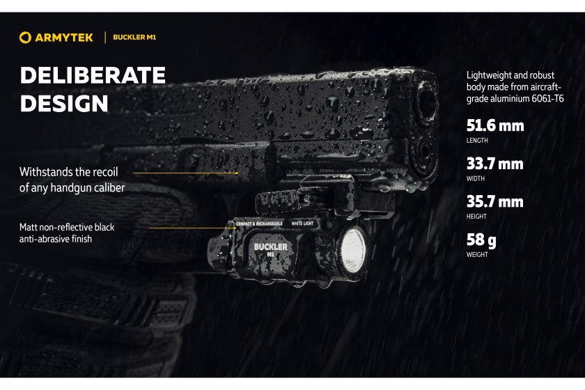 Tactische zaklamp Armytek Buckler M1 koud licht