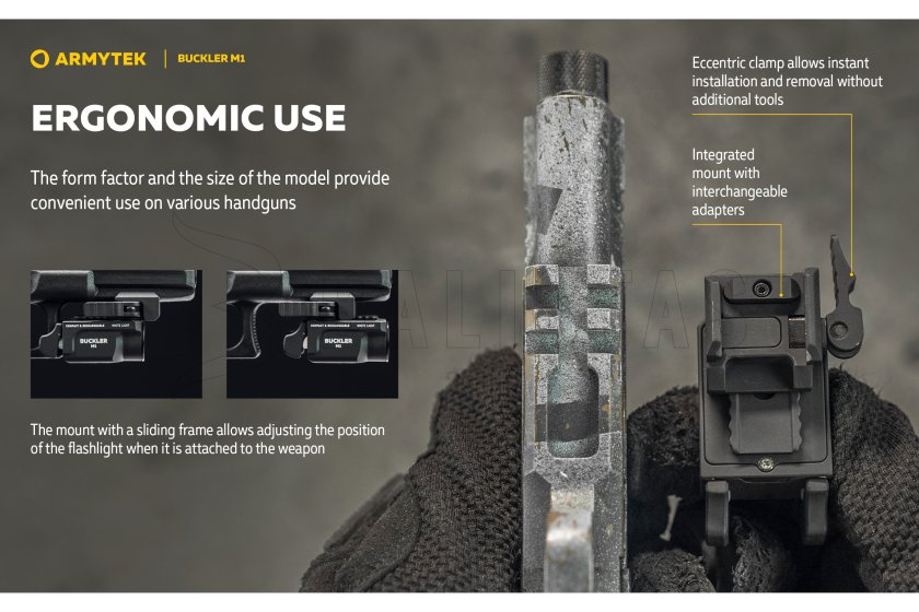 Tactische zaklamp Armytek Buckler M1 koud licht