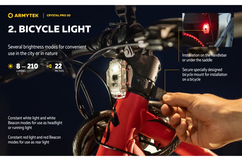 Multifunctionele zaklamp Armytek Crystal Pro 3D - rood