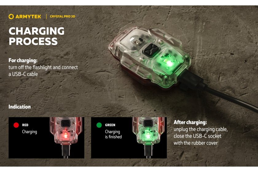 Multifunctionele zaklamp Armytek Crystal Pro 3D - rood
