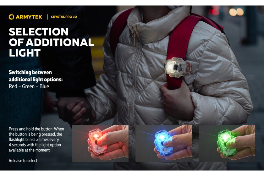 Multifunctionele zaklamp Armytek Crystal Pro 3D - rood