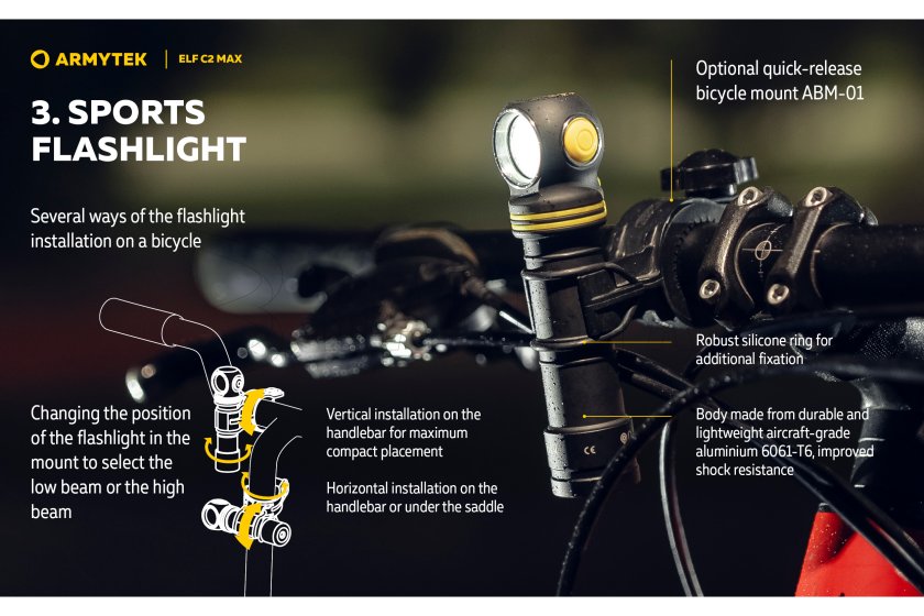Multifunctionele zaklamp Armytek Elf C2 MAX USB-C wit licht